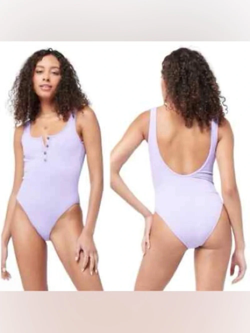 NEW NWT L space float on one piece swimsuit wisteria lavender buttons. low back